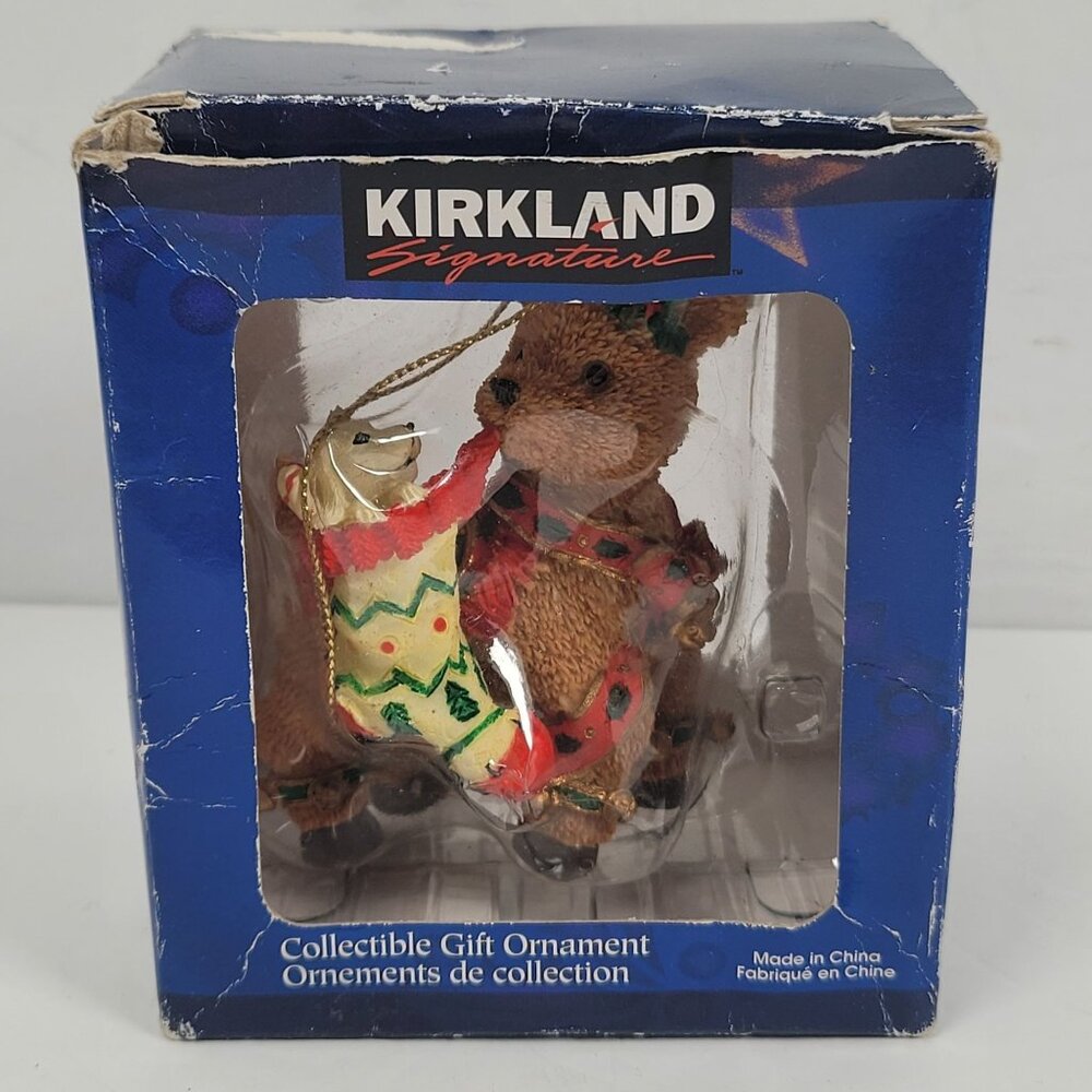Kirkland Signature Collectible Reindeer Ornament With Stocking & Dog